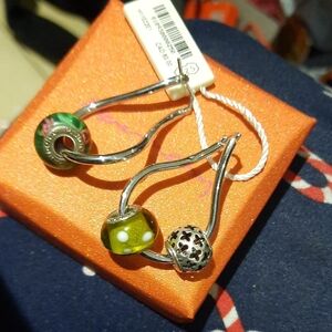 Genuine Sterling Silver Add Beads Earrings Harmony Free Pandora Bead Rhodium NWT